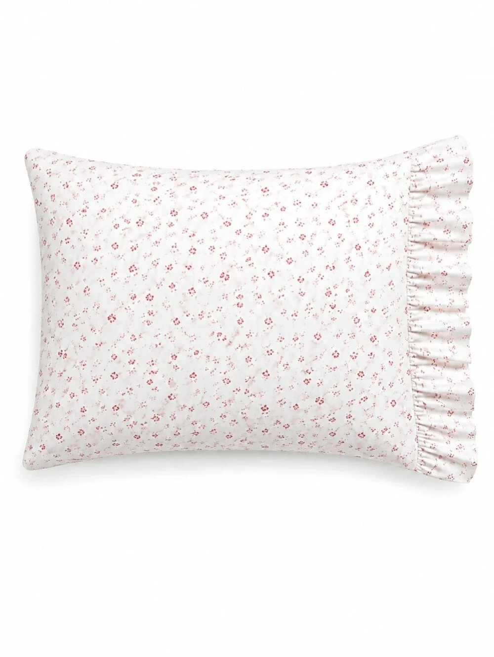 VTG Ralph Lauren Colchester Standard Pillowcase Red White Ditsy Floral Ruffle